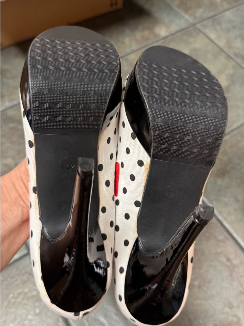 Pinup Polka Dot Peep-Toe Flats with Red Bow US 7.5 - Picture 13 of 14